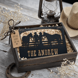 The Andrew Custom Metal Farm Sign - Cowboy and Horses Metal Farm Sign - BrossHome Metal Wall Art