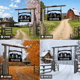 The Andrew Custom Metal Farm Sign - Cowboy and Horses Metal Farm Sign - BrossHome Metal Wall Art