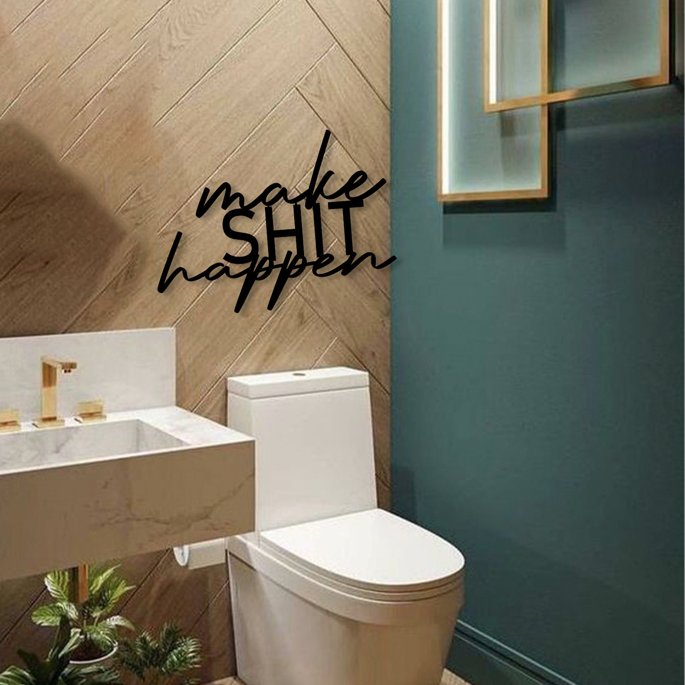 Make Shit Happen Bathroom Wall Sign Farmhouse Boho Home Decor