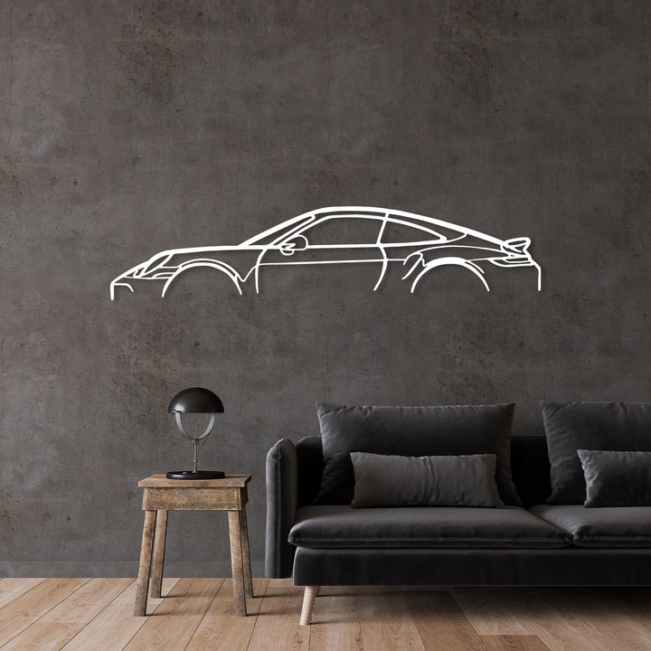 911 Turbo S 992 Metal Car Silhouette Wall Art