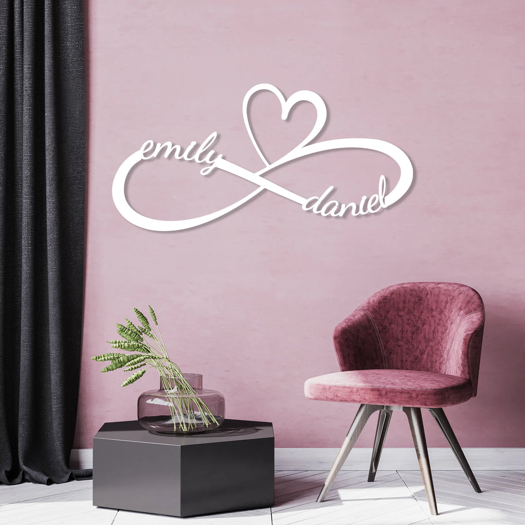 Personalized Infinity Metal Wall Art – Heart Design | Valentines Wall Art