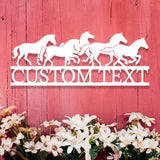 Weather-resistant horse-themed metal garden sign decor.