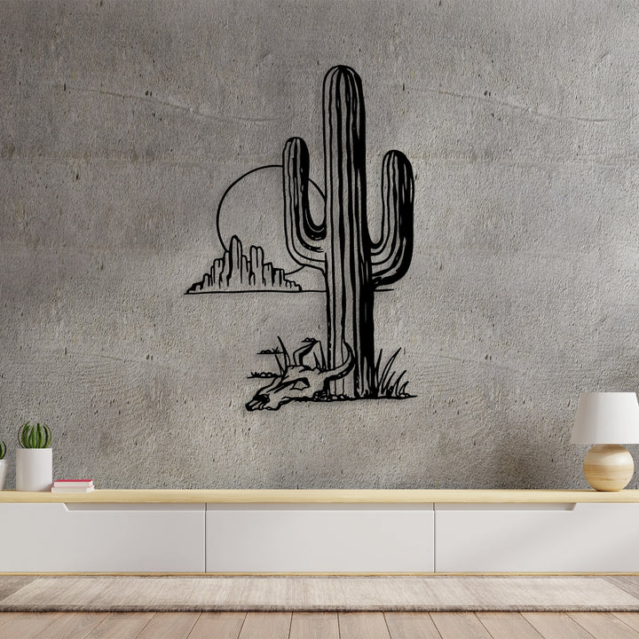 Cactus Sun Metal Wall Art