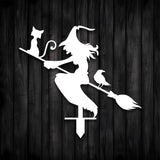 Witch with Broomstick Metal Garden Sign - BrossHome Metal Wall Art
