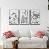 Woman Reading Book Metal Wall Art (Set of 3) - BrossHome Metal Wall Art