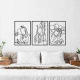 Woman Reading Book Metal Wall Art (Set of 3) - BrossHome Metal Wall Art