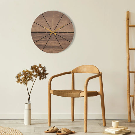 WOOD AND METAL BLACK WALL CLOCK - BrossHome Metal Wall Art