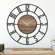 Wood and Metal Wall Clock - BrossHome Metal Wall Art