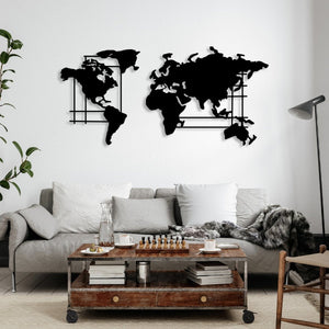 World Map Metal Wall Art