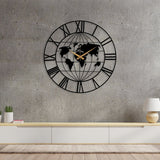 World Map Metal Wall Clock - BrossHome Metal Wall Art