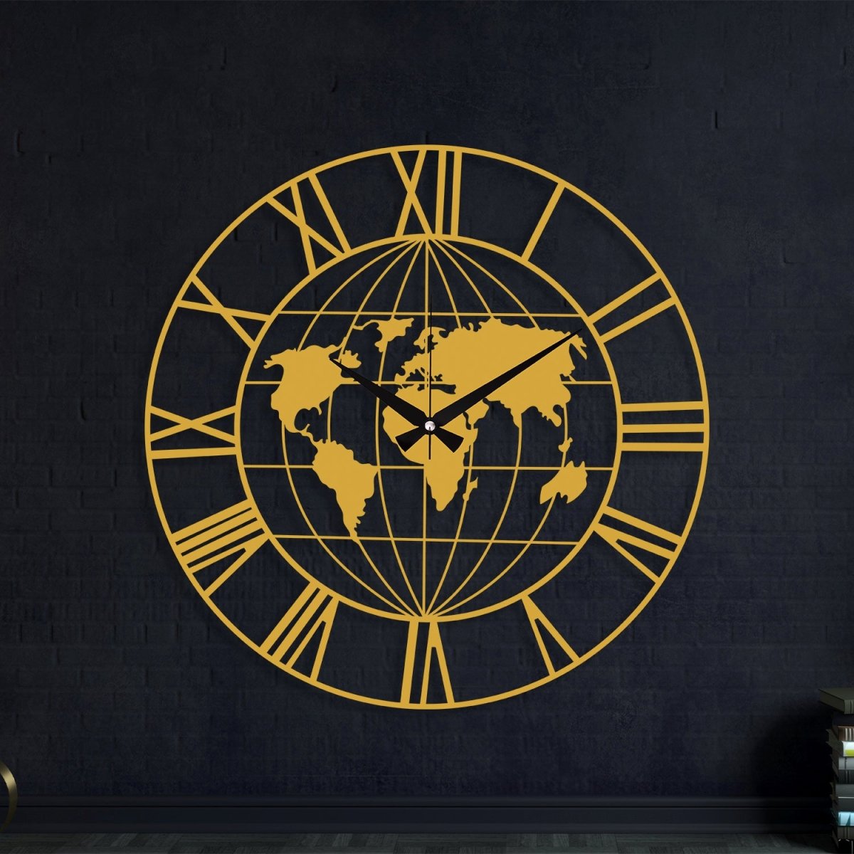 World Map Metal Wall Clock - BrossHome Metal Wall Art