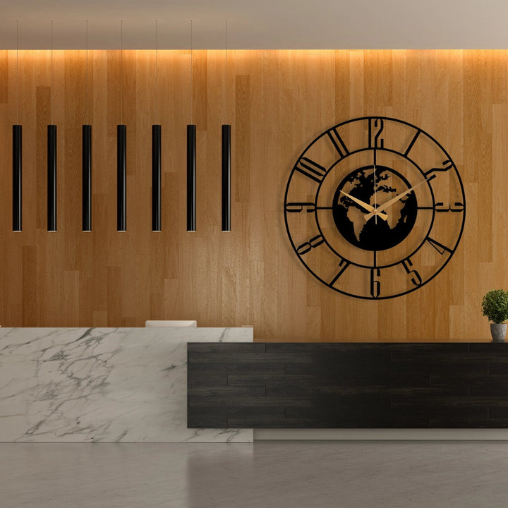 WORLD THEMED METAL WALL CLOCK - BrossHome Metal Wall Art