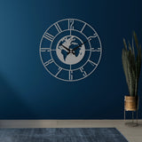 WORLD THEMED METAL WALL CLOCK - BrossHome Metal Wall Art