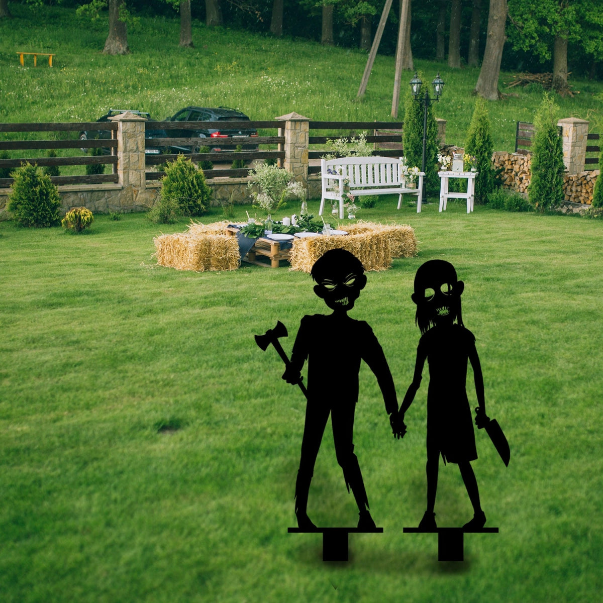 Zombie Kids Metal Garden Sign - BrossHome Metal Wall Art