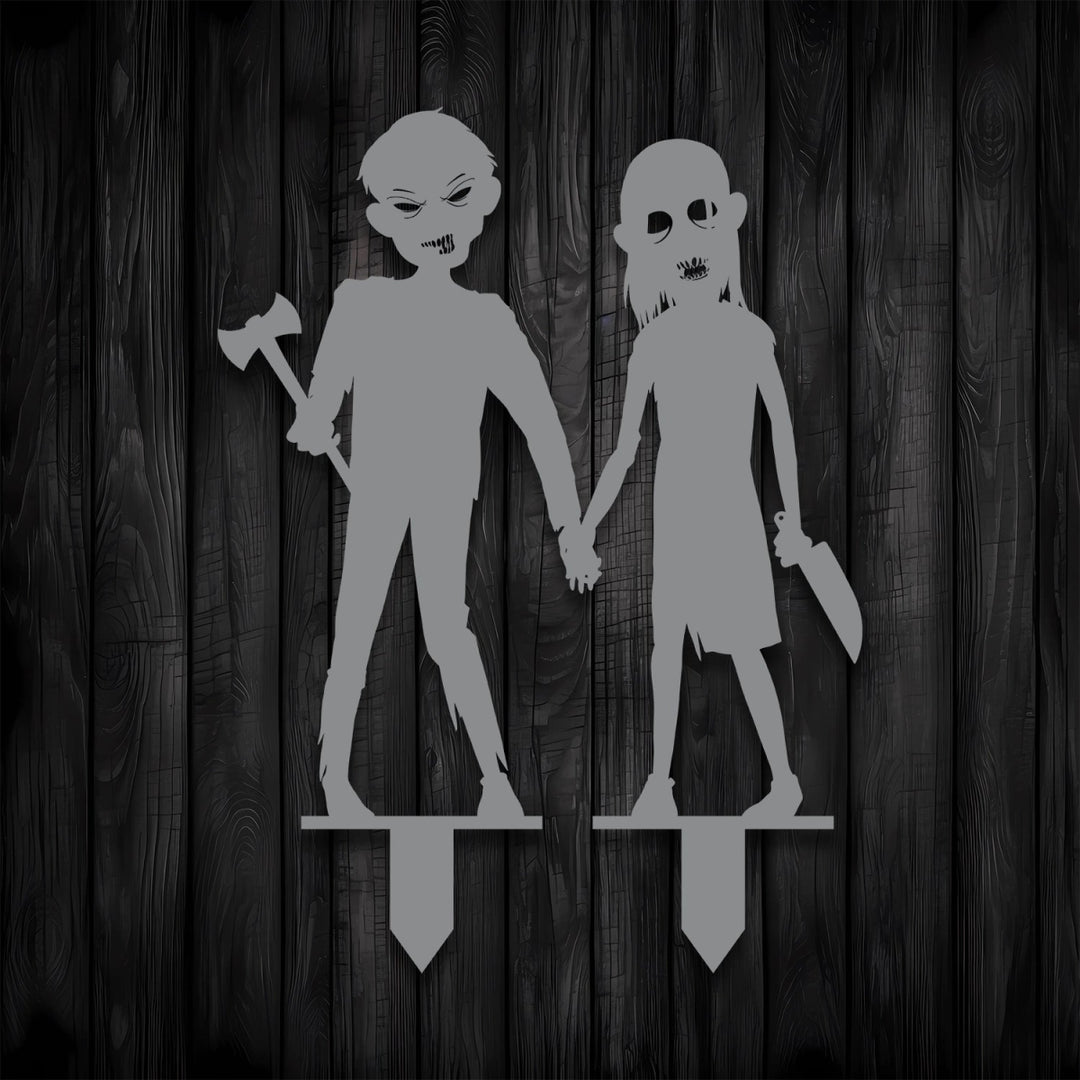 Zombie Kids Metal Garden Sign - BrossHome Metal Wall Art