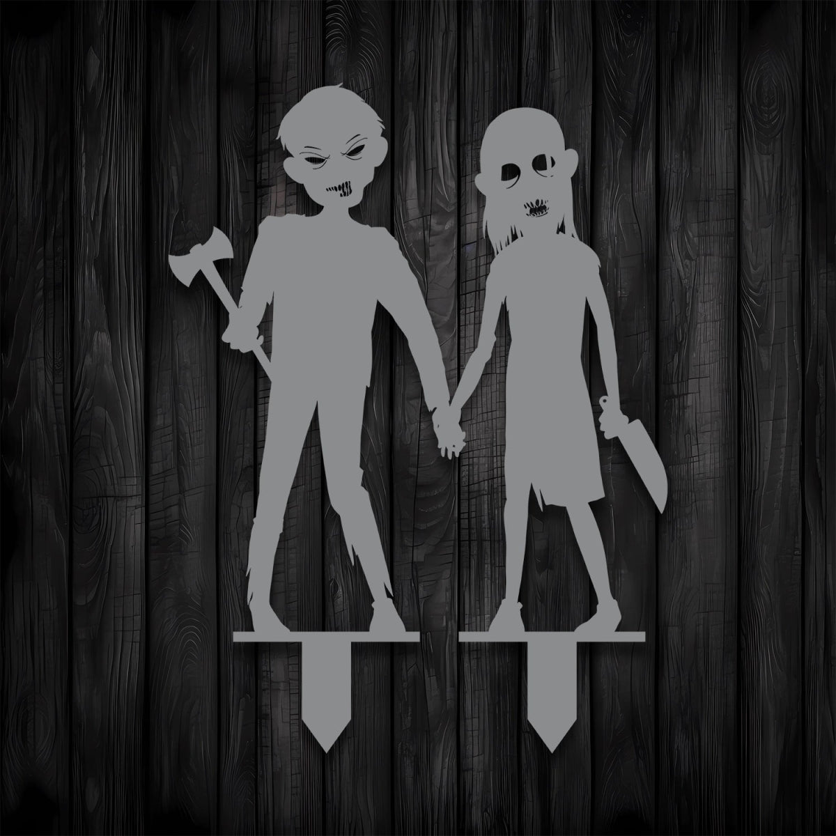 Zombie Kids Metal Garden Sign - BrossHome Metal Wall Art