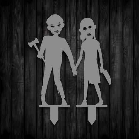 Zombie Kids Metal Garden Sign - BrossHome Metal Wall Art
