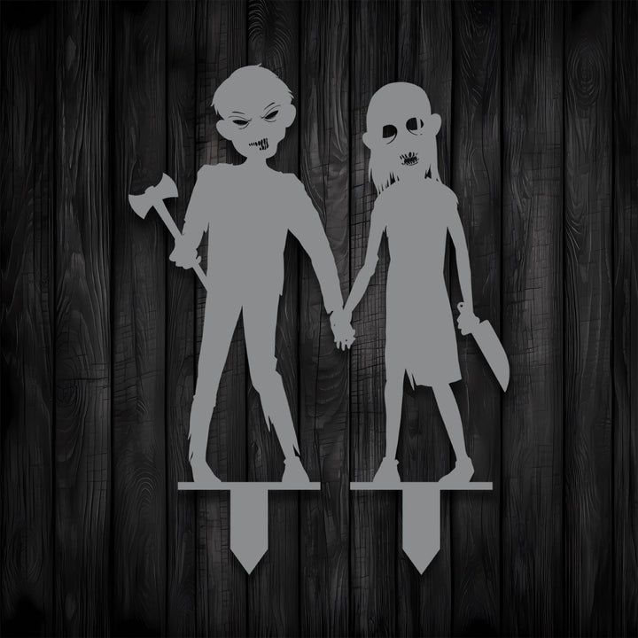 Zombie Kids Metal Garden Sign - BrossHome Metal Wall Art