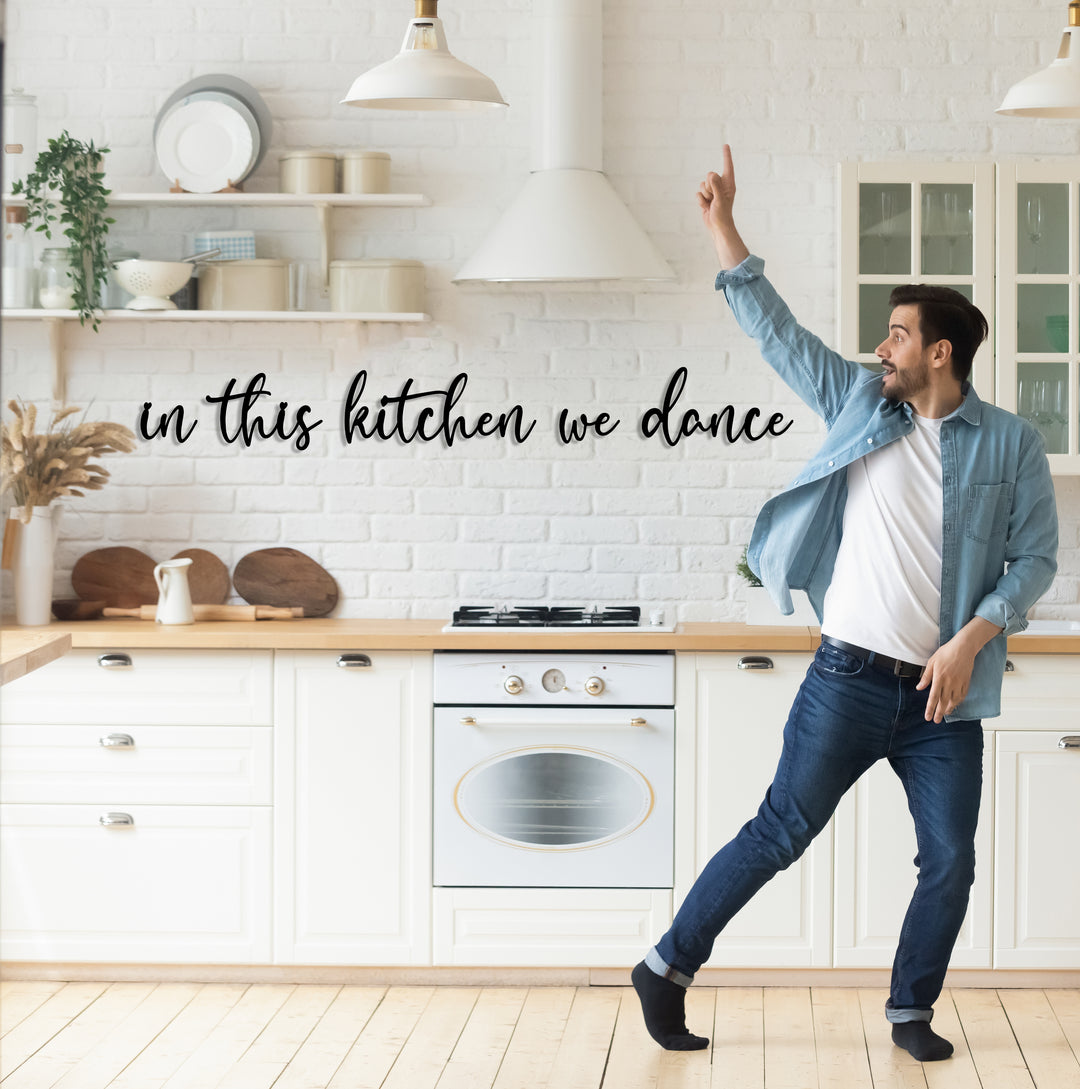 In This Kitchen We Dance Metal Sign