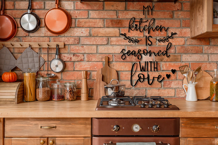"My Kitchen Is Seasoned With Love" Metal Wall Sign