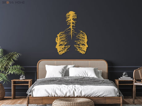 Abstract Metal Wall Decor, Faces And Trees - BrossHome Metal Wall Art