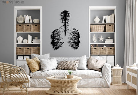 Abstract Metal Wall Decor, Faces And Trees - BrossHome Metal Wall Art