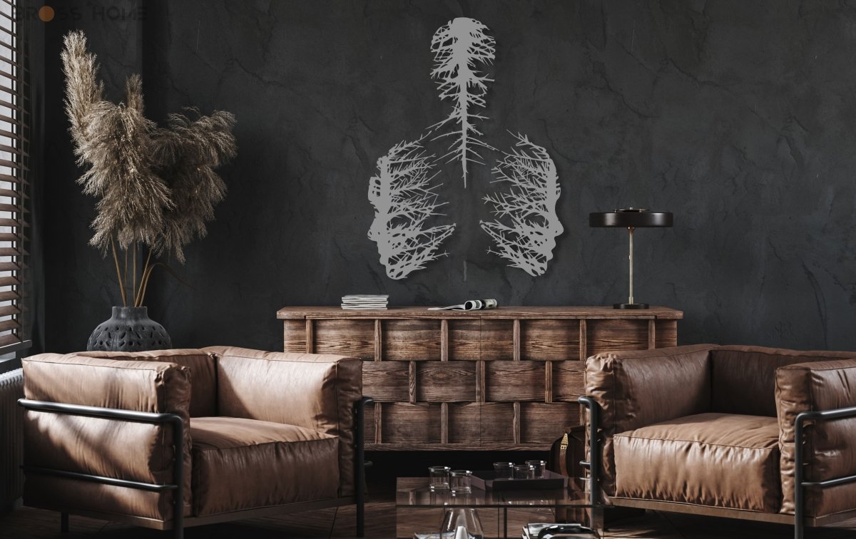 Abstract Metal Wall Decor, Faces And Trees - BrossHome Metal Wall Art