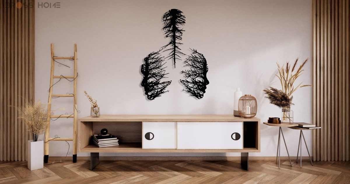 Abstract Metal Wall Decor, Faces And Trees - BrossHome Metal Wall Art