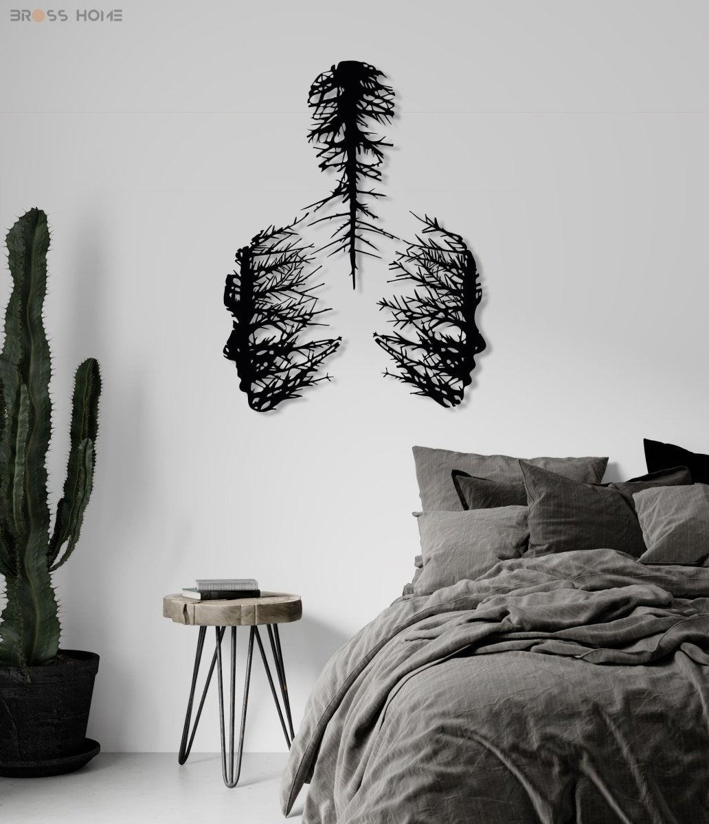 Abstract Metal Wall Decor, Faces And Trees - BrossHome Metal Wall Art