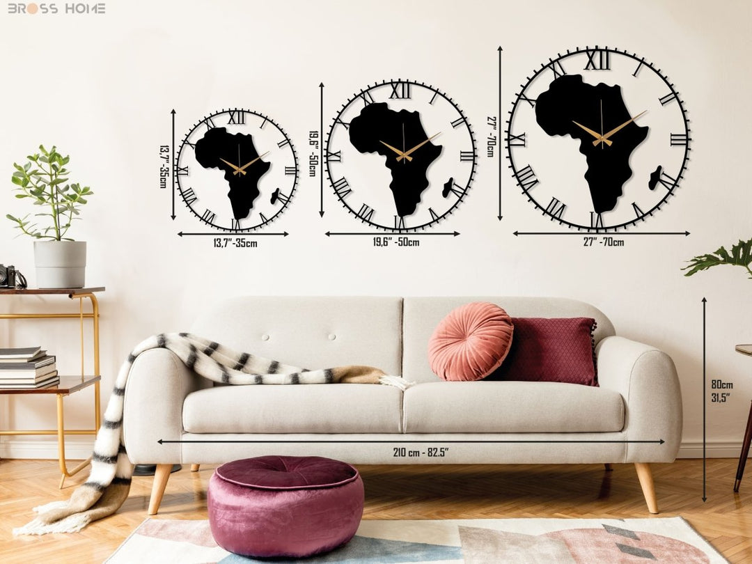 Africa Wall Clock - BrossHome Metal Wall Art