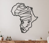 African Woman Silhouette In Africa Map Wall Art - BrossHome Metal Wall Art