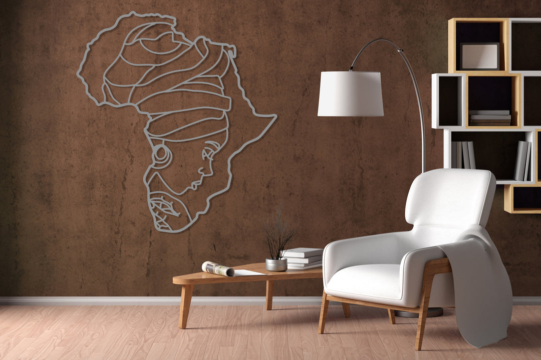 African Woman Silhouette In African Map Wall Art - BrossHome