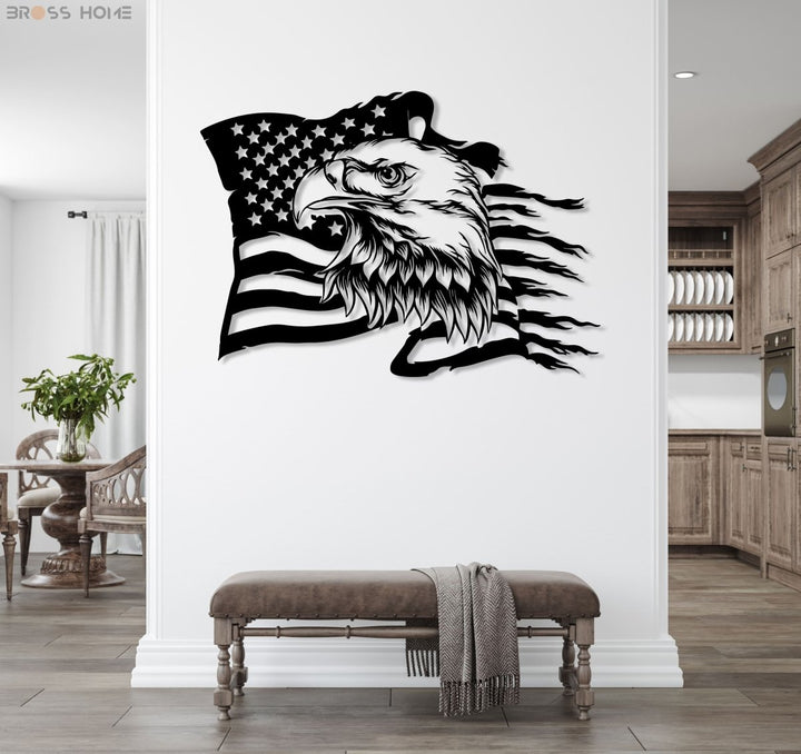 American Eagle Flag Metal Wall Art - BrossHome Metal Wall Art