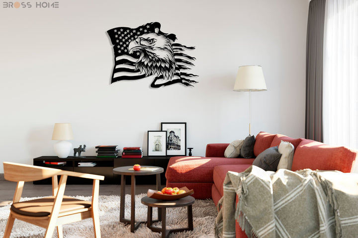 American Eagle Flag Metal Wall Art - BrossHome