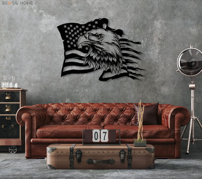 American Eagle Flag Metal Wall Art - BrossHome