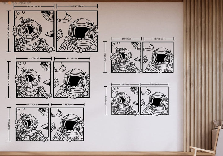 Astronaut And Deep See Diver Metal Wall Art (Set Of 2) - BrossHome Metal Wall Art