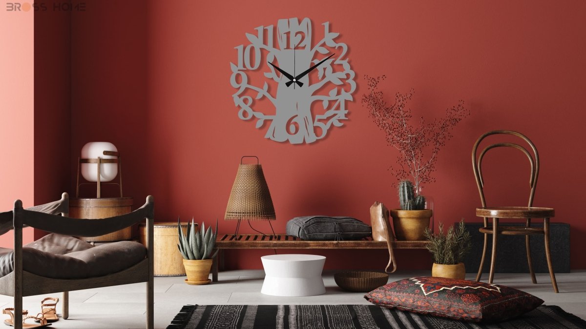 Bird Tree Wall Clock - BrossHome Metal Wall Art