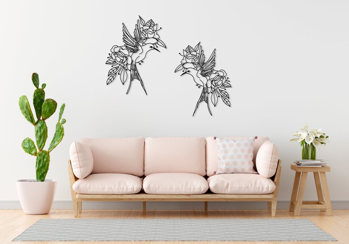 Birds And Flowers Wall Art - BrossHome Metal Wall Art