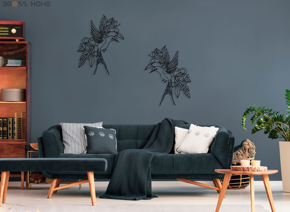 Birds And Flowers Wall Art - BrossHome Metal Wall Art