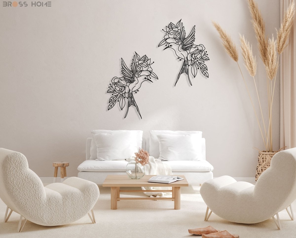 Birds And Flowers Wall Art - BrossHome Metal Wall Art