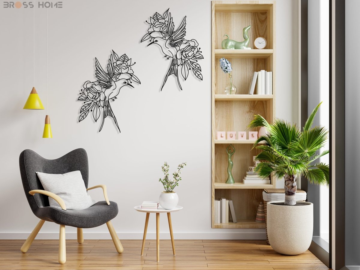 Birds And Flowers Wall Art - BrossHome Metal Wall Art