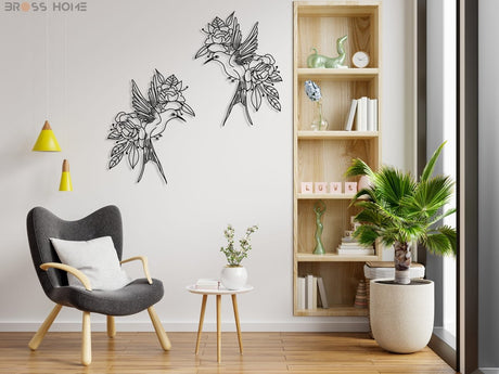 Birds And Flowers Wall Art - BrossHome Metal Wall Art