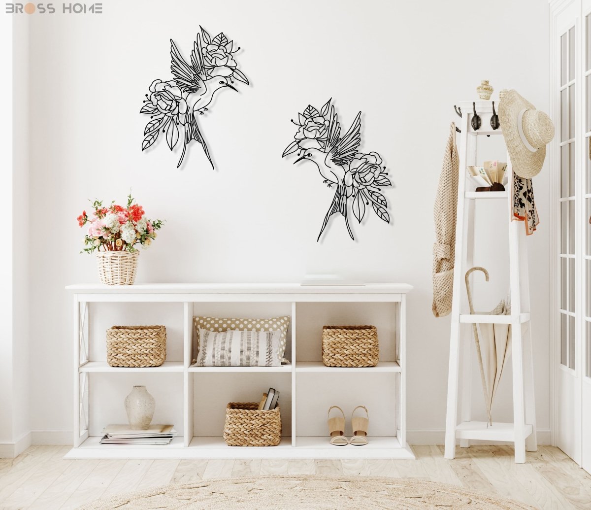 Birds And Flowers Wall Art - BrossHome Metal Wall Art