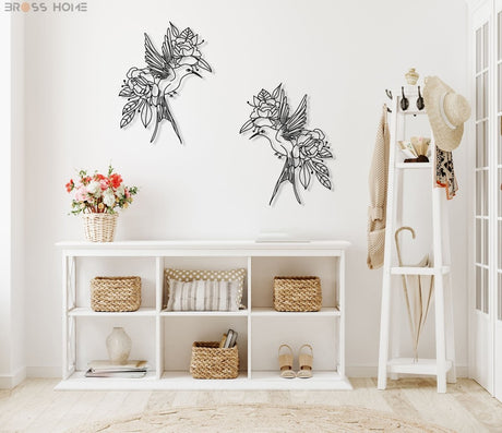 Birds And Flowers Wall Art - BrossHome Metal Wall Art