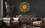Black Clock Roman Numerals And Mandala Design - BrossHome Metal Wall Art