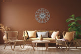 Black Clock Roman Numerals And Mandala Design - BrossHome Metal Wall Art
