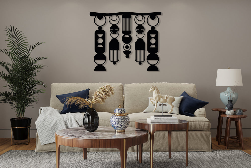 Black Macrame Metal Wall Art - BrossHome