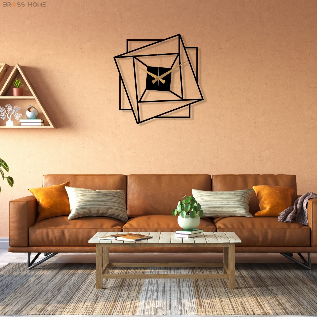 Black Minimalist Wall Clock Art - BrossHome Metal Wall Art