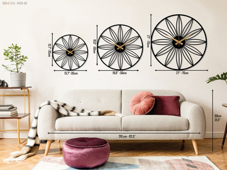 Daisy Metal Wall Clock - BrossHome Metal Wall Art