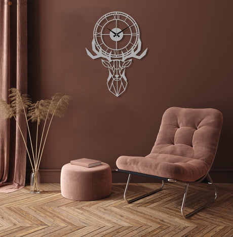 Deer Head Wall Clock - BrossHome Metal Wall Art